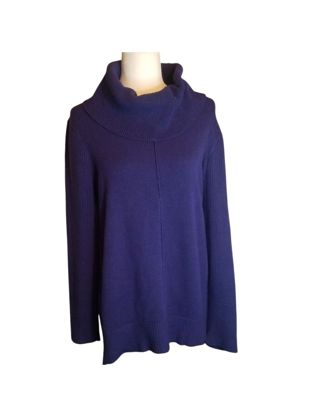 Cowl Turtleneck Sweater Navy Tunic